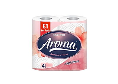 Aroma 4pk toilet rolls peach 2ply