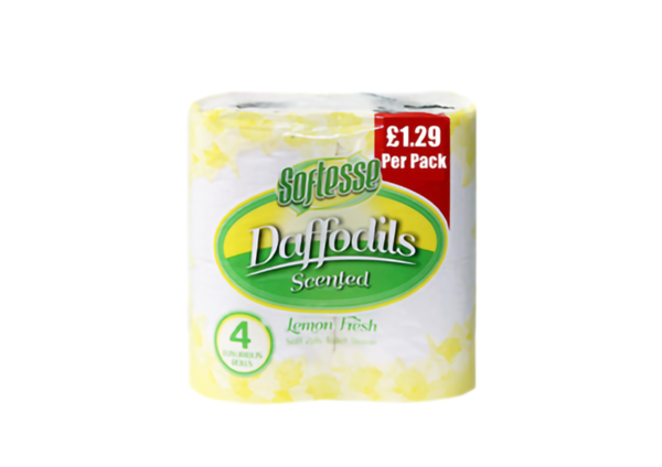 Daffodils 4pk toilet rolls lemon 2ply