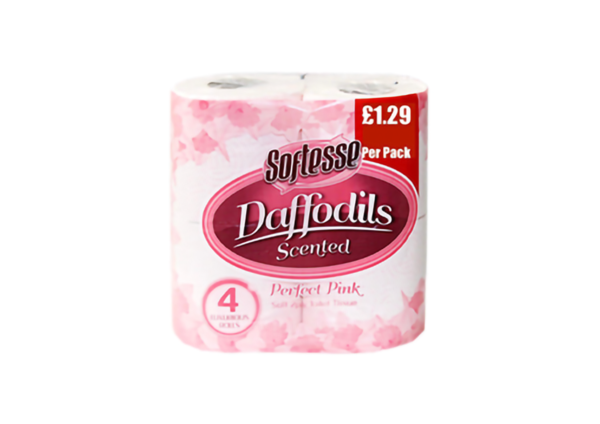 Daffodils 4pk toilet rolls pink 2ply