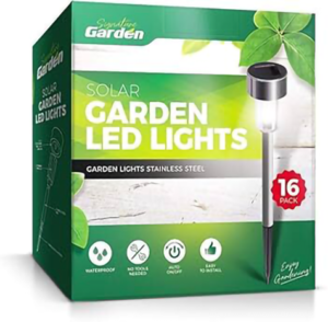 10 silver Solar Stake Lights Bright White