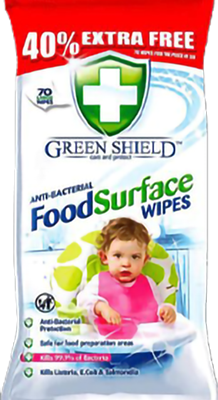 Greenshield wipes food surface