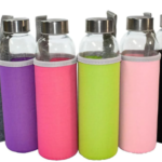Glass drinking bottle w/sleeve