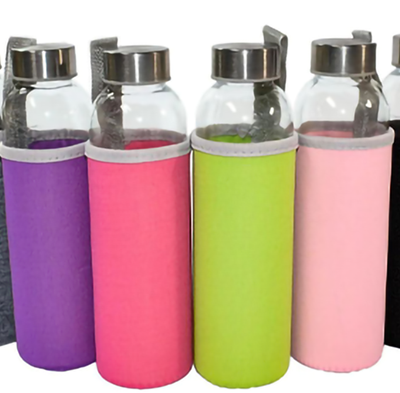 Glass drinking bottle w/sleeve