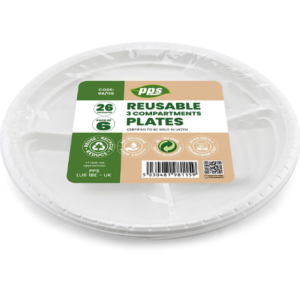 Plastic 3 comp plates 6pk