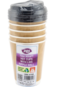 Paper cups w/lids small 6pk