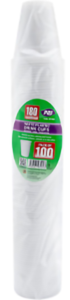 Plastic cups white 100pk full box