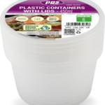 Plastic containers round 450ml 6pk