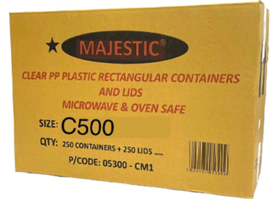 Plastic containers 500ml w/lids full box 250pcs