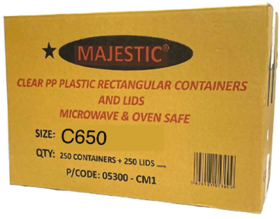 Plastic containers 650ml w/lids full box 250pcs