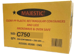Plastic containers 750ml w/lids full box 250pcs