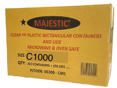 Plastic containers 1000ml w/lids full box 250pcs