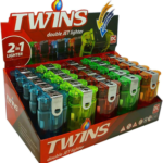 Duo twin flame lighters metallic