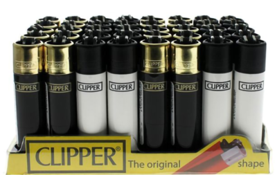 Clipper lighters black / white & gold 40pk