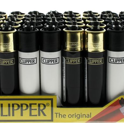 Clipper lighters black / white & gold 40pk