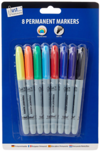 Permanent coloured markers 8pk