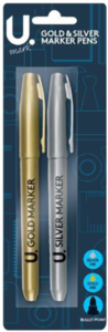 Gold & silver markers 2pk