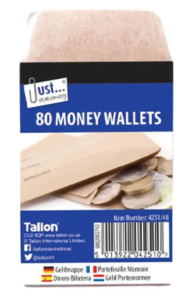 Dinner money envelopes