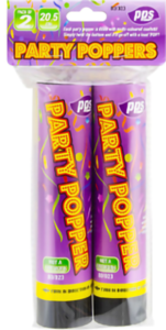 Medium party poppers 20.5cm 2pk