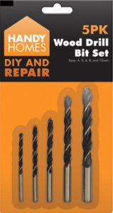 Wooden drill bit set 5pk
